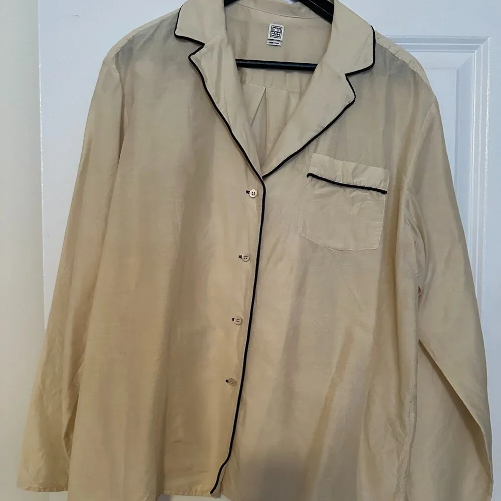 Toteme Cotton Silk PJ Blouse - Cream - Size 40 (US 8) - Picture 2 of 9